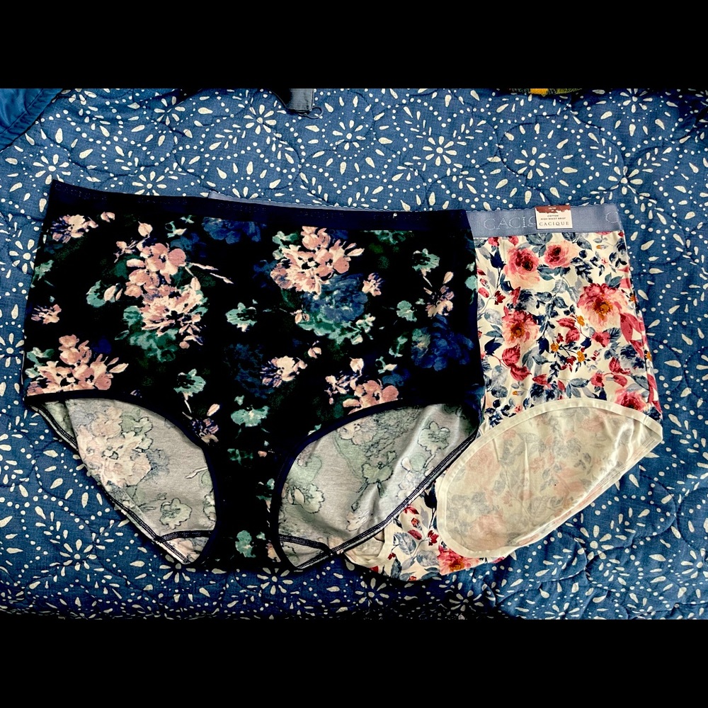 2 Pair Floral Cacique High Waist Brief New!